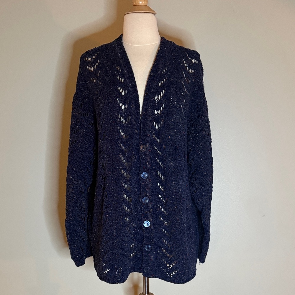 Vintage 90’s Liz Sport by Liz Claiborne Crochet Grandpa Cardigan